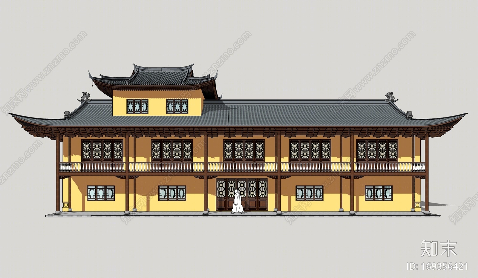 中式寺庙公建SU模型下载【ID:169356421】