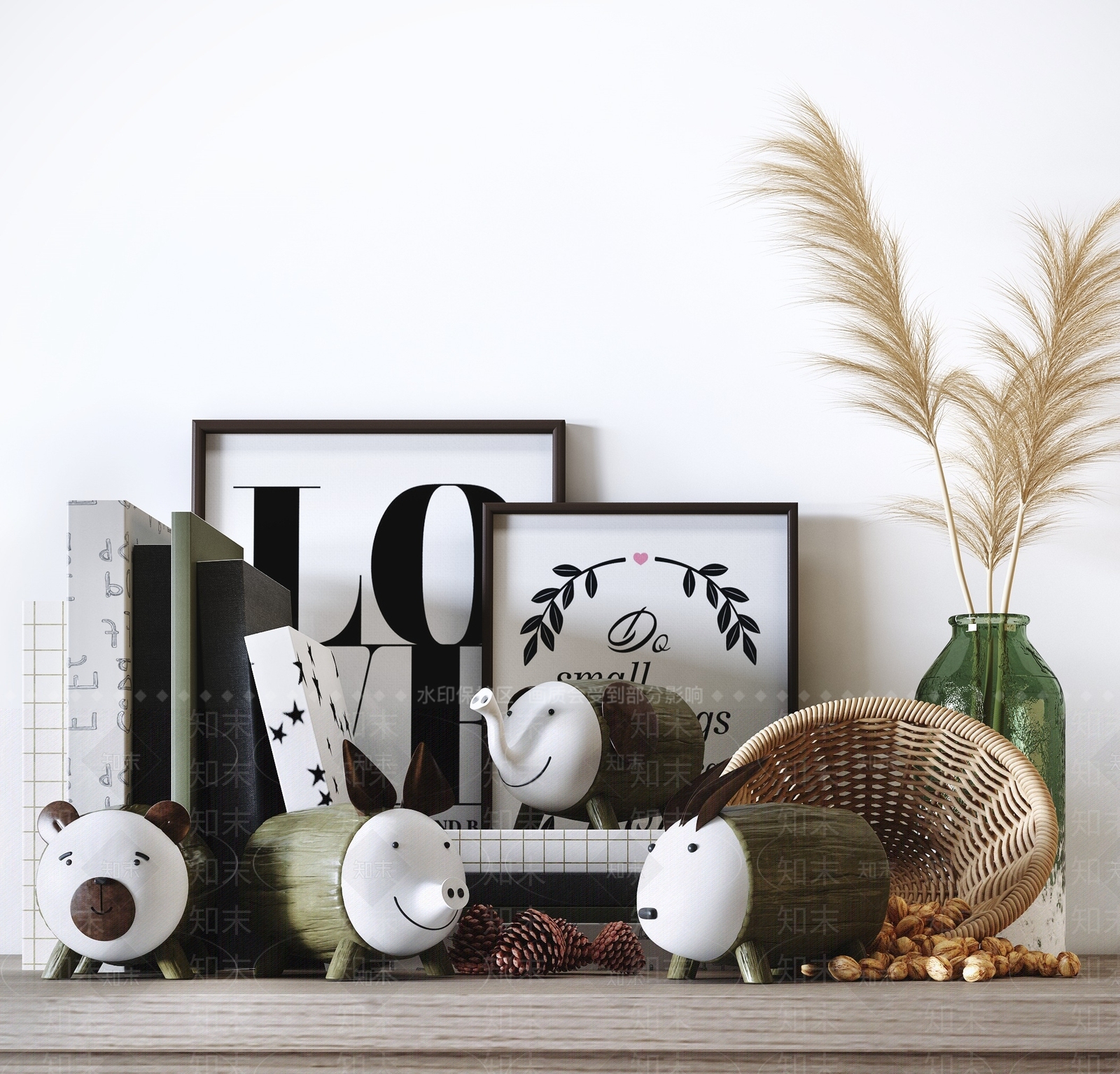 北欧动物木雕3D模型下载【ID:969390188】