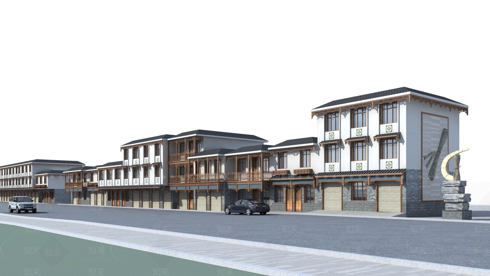 商业街SU模型精品下载_SketchUp模型_知末网