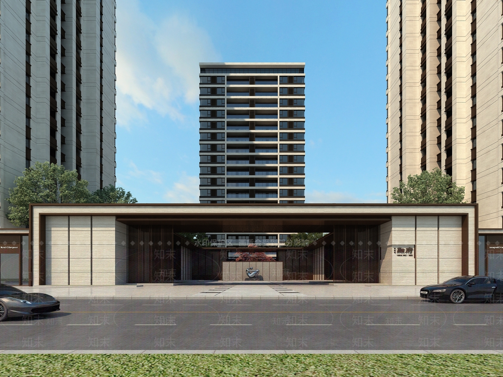 现代入口大门景观3d模型下载【id:869452604】