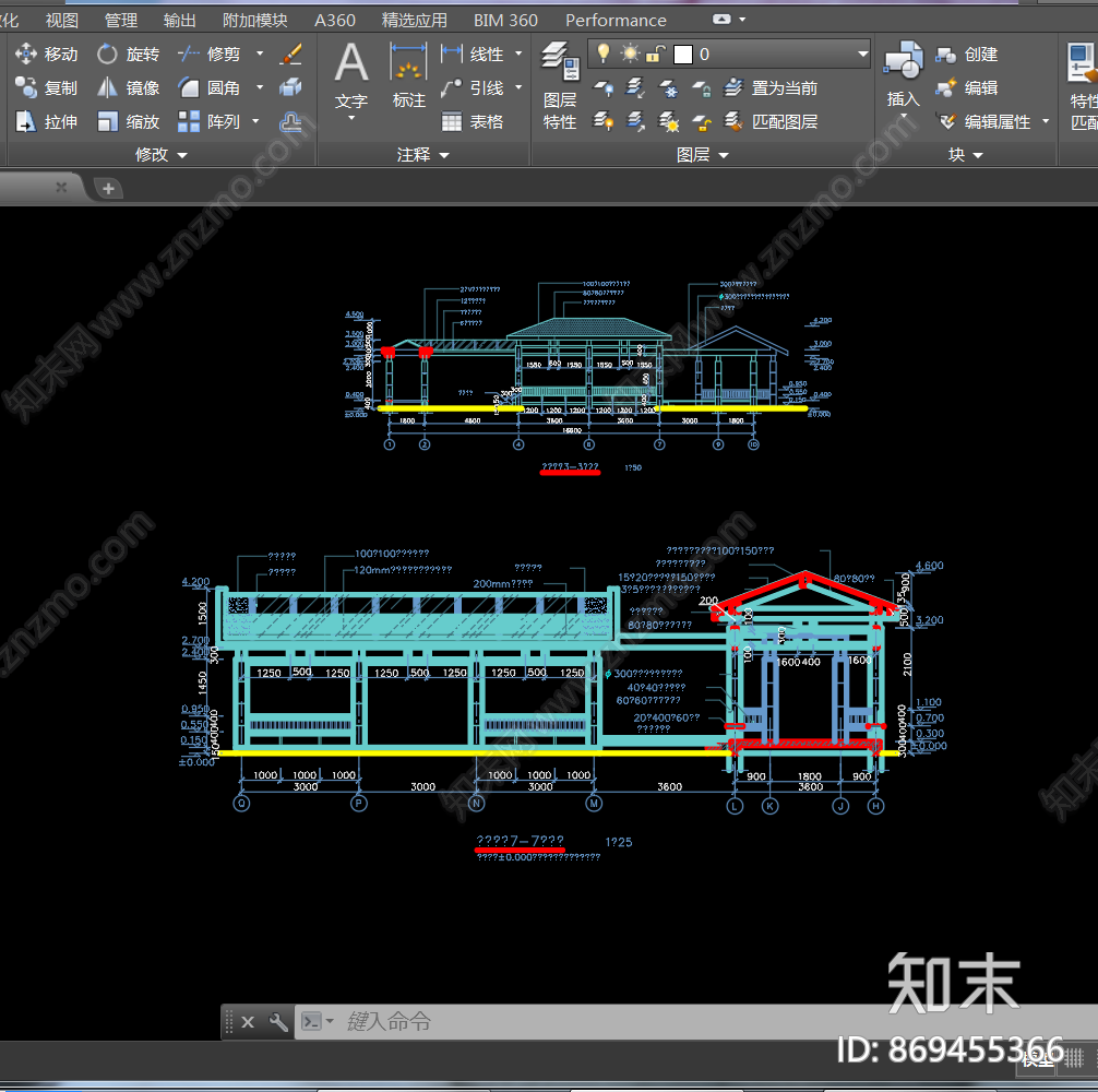 中式古典长廊cad施工图下载【ID:869455366】