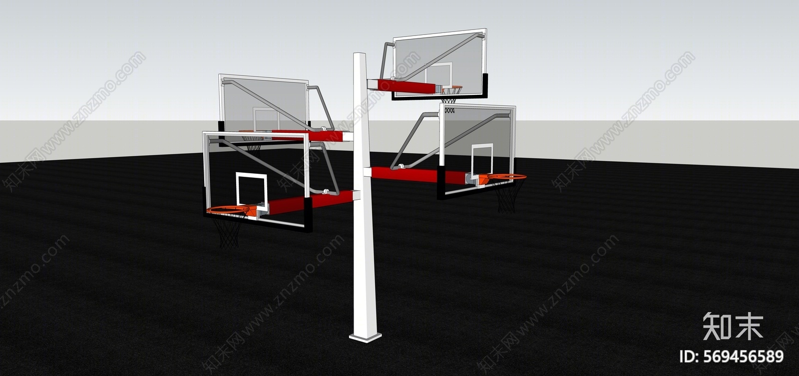 现代风格篮球架SU模型下载【ID:569456589】