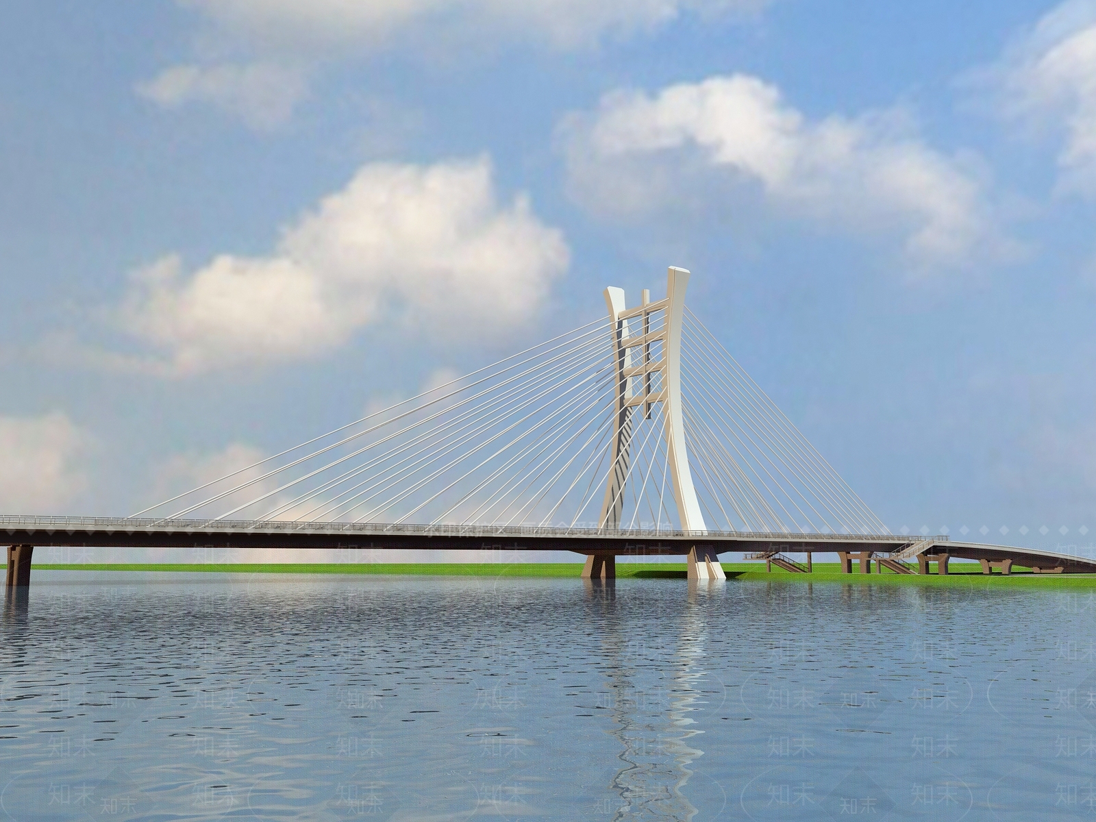 现代跨海大桥3D模型下载【ID:969476184】