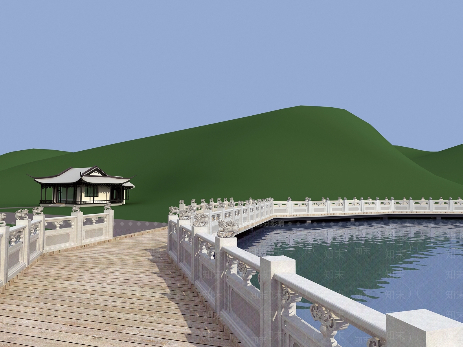 中式桥梁公路景观3D模型下载【ID:969484198】