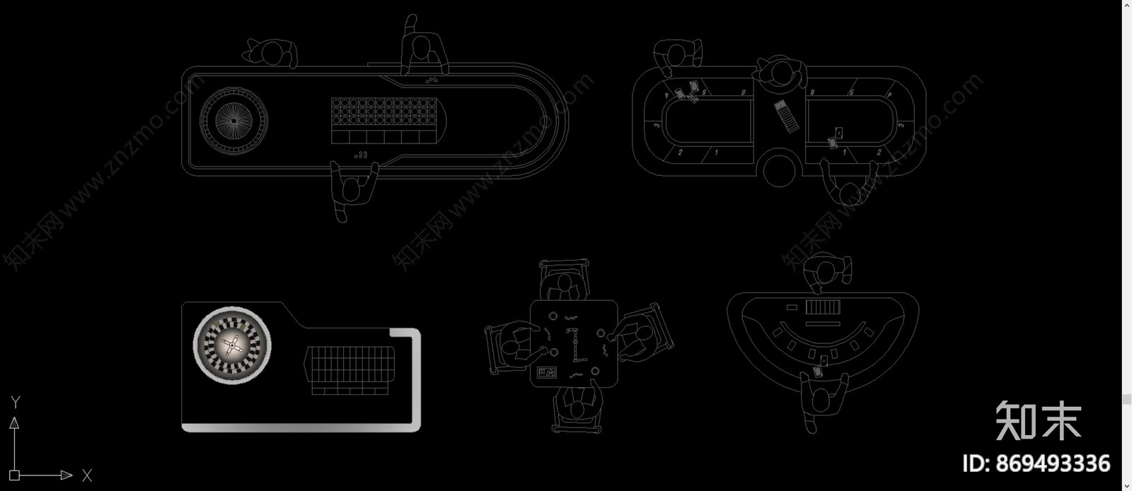 赌场赌桌轮盘CAD模块施工图下载【ID:869493336】