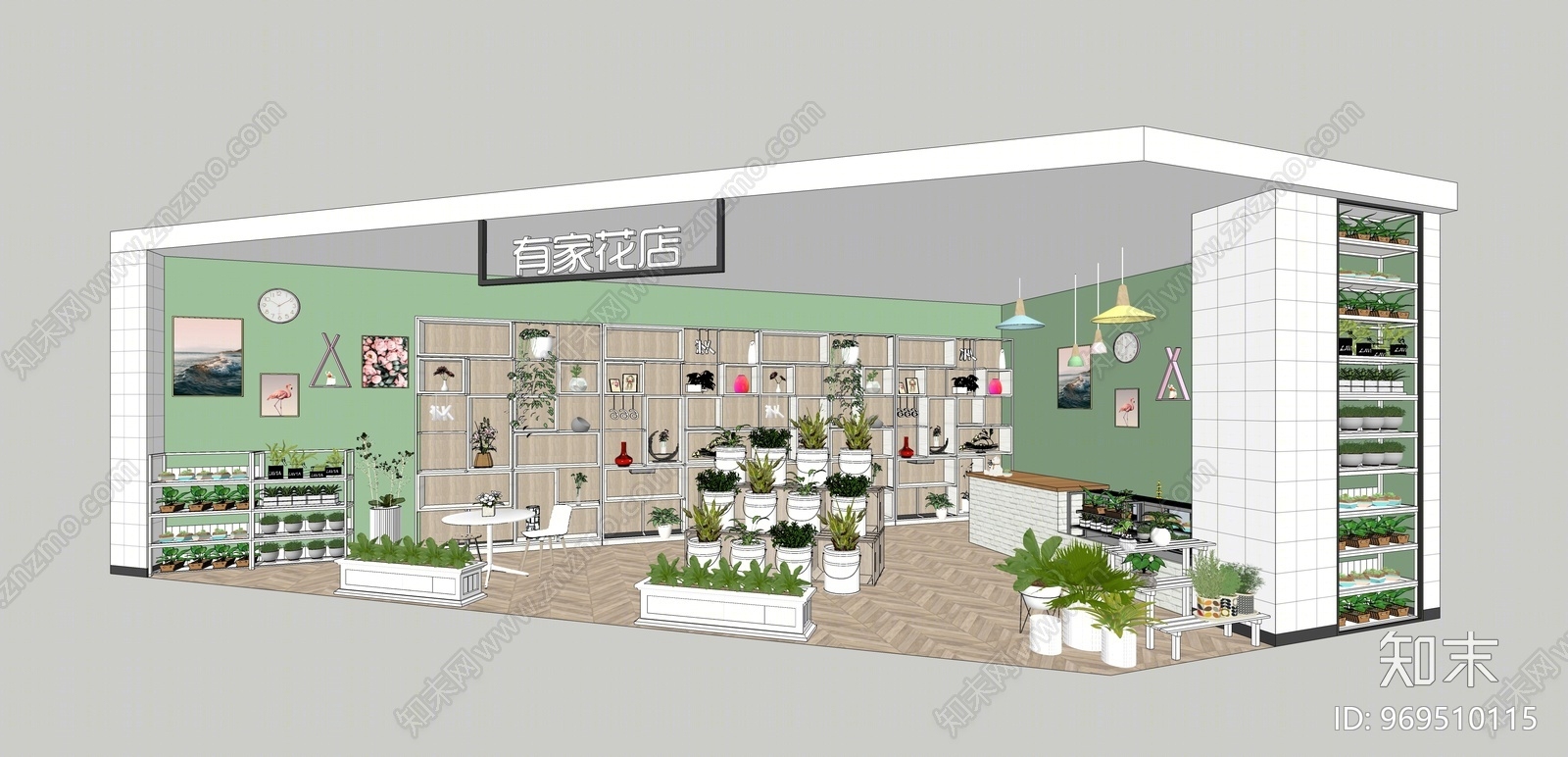 北欧风格花店SU模型下载【ID:969510115】