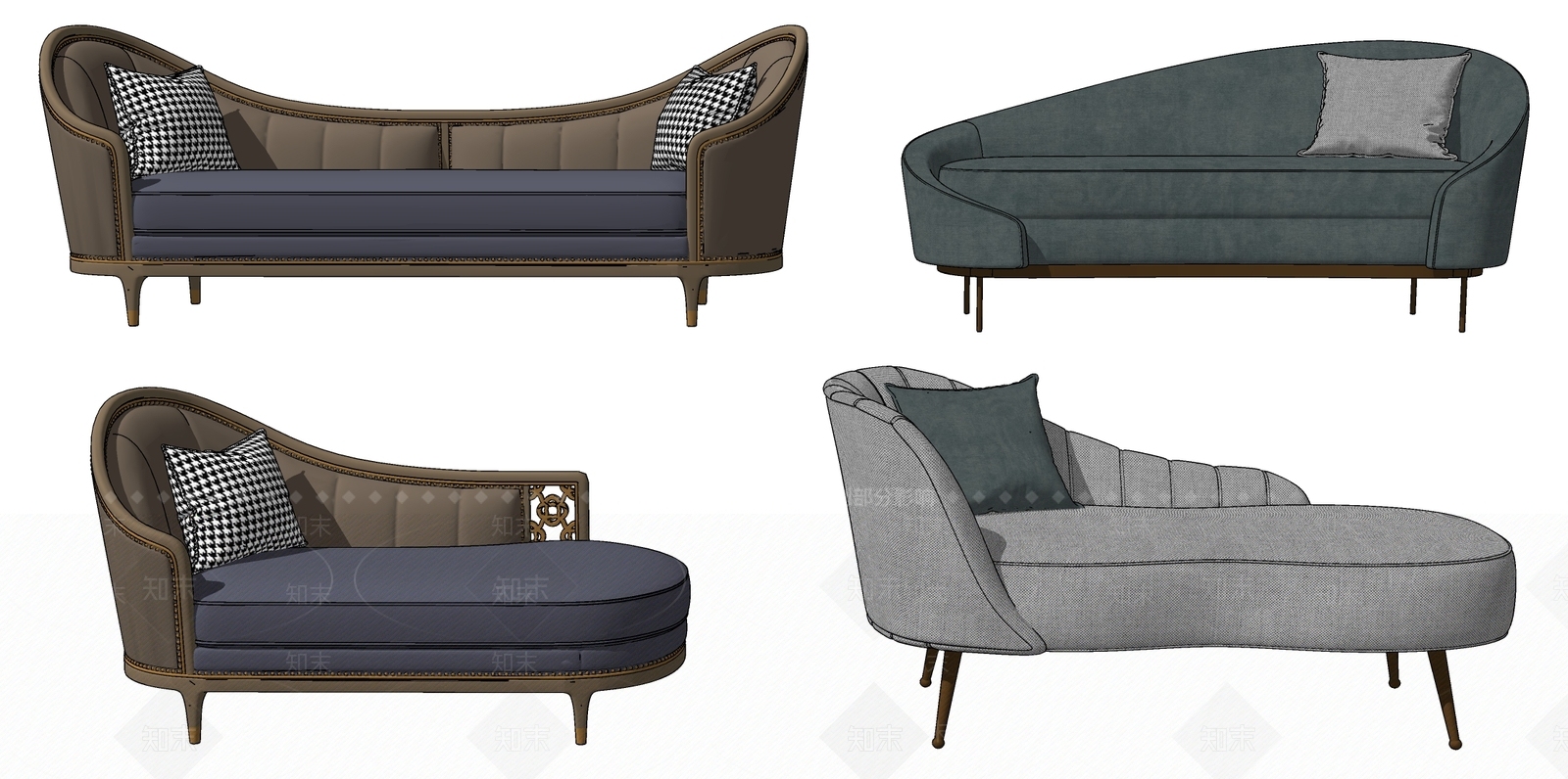 欧式贵妃椅SU模型下载【ID:469528467】