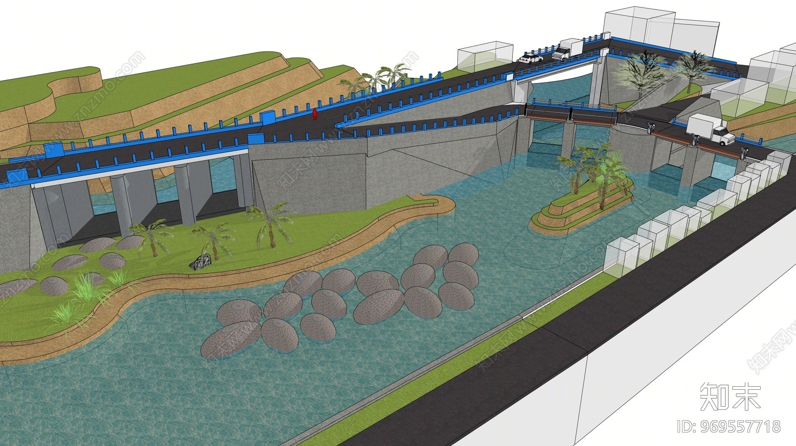 现代风格道路SU模型下载【ID:969557718】