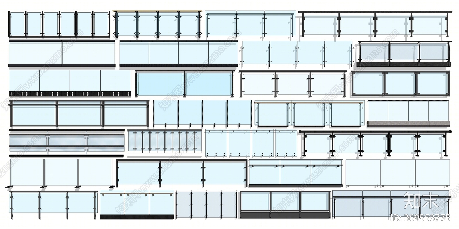 现代风格栏杆SU模型下载【ID:369558775】