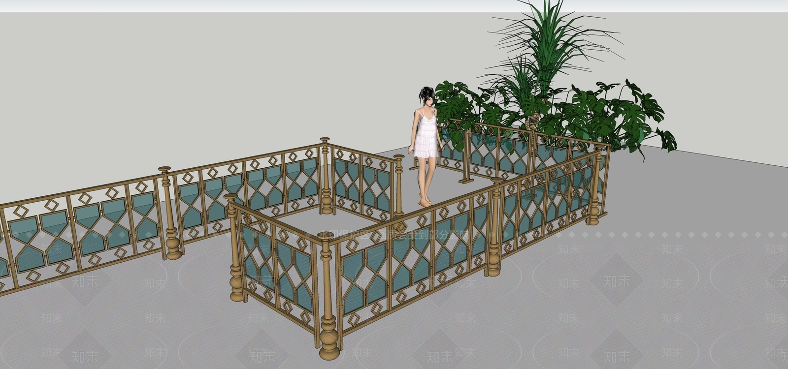 古典风格铁艺栏杆SU模型下载【ID:469563116】