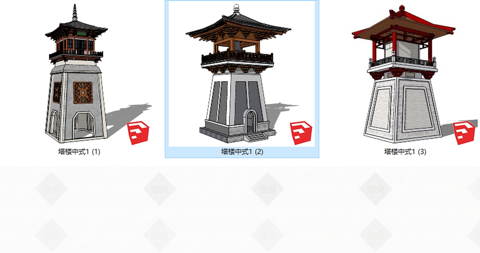 中式风格塔楼SU模型下载【ID:569571314】