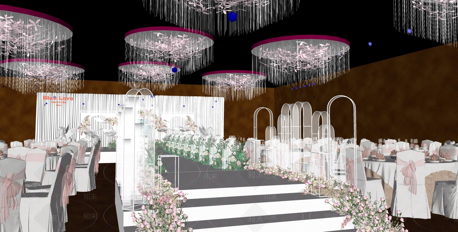 现代风格婚庆展厅SU模型下载【ID:969577662】