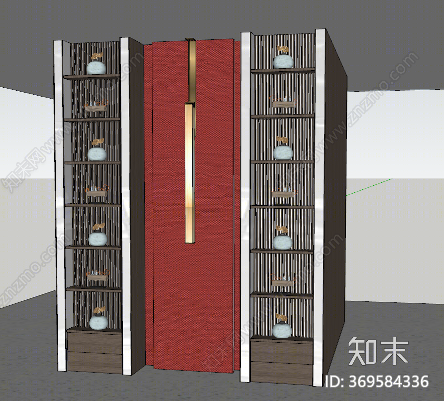 新中式展柜SU模型下载【ID:369584336】