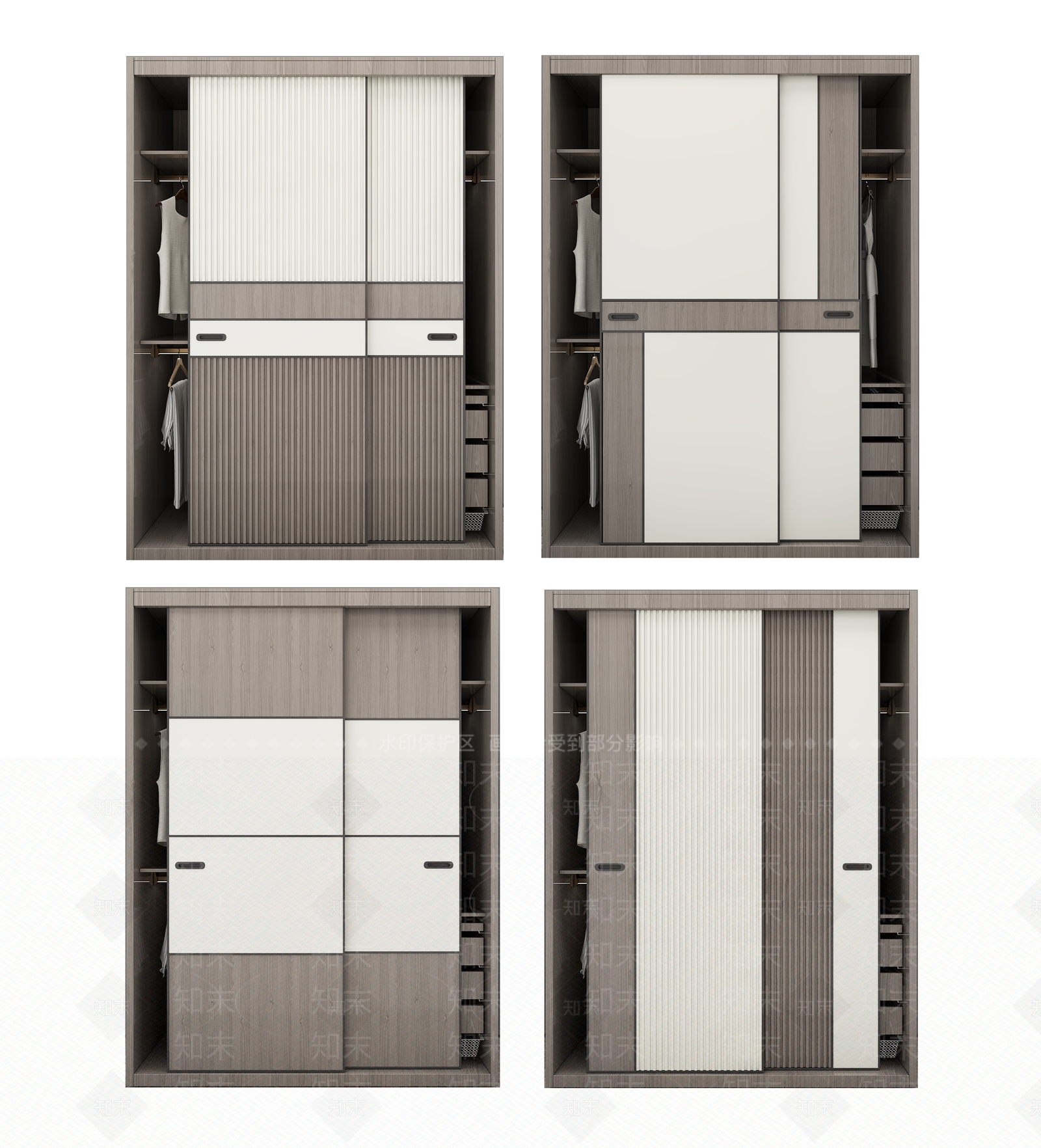 现代移门衣柜3D模型下载【ID:969596919】