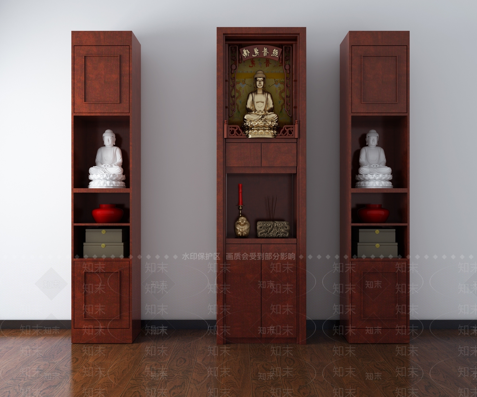 新中式装饰柜3D模型下载【ID:969643203】