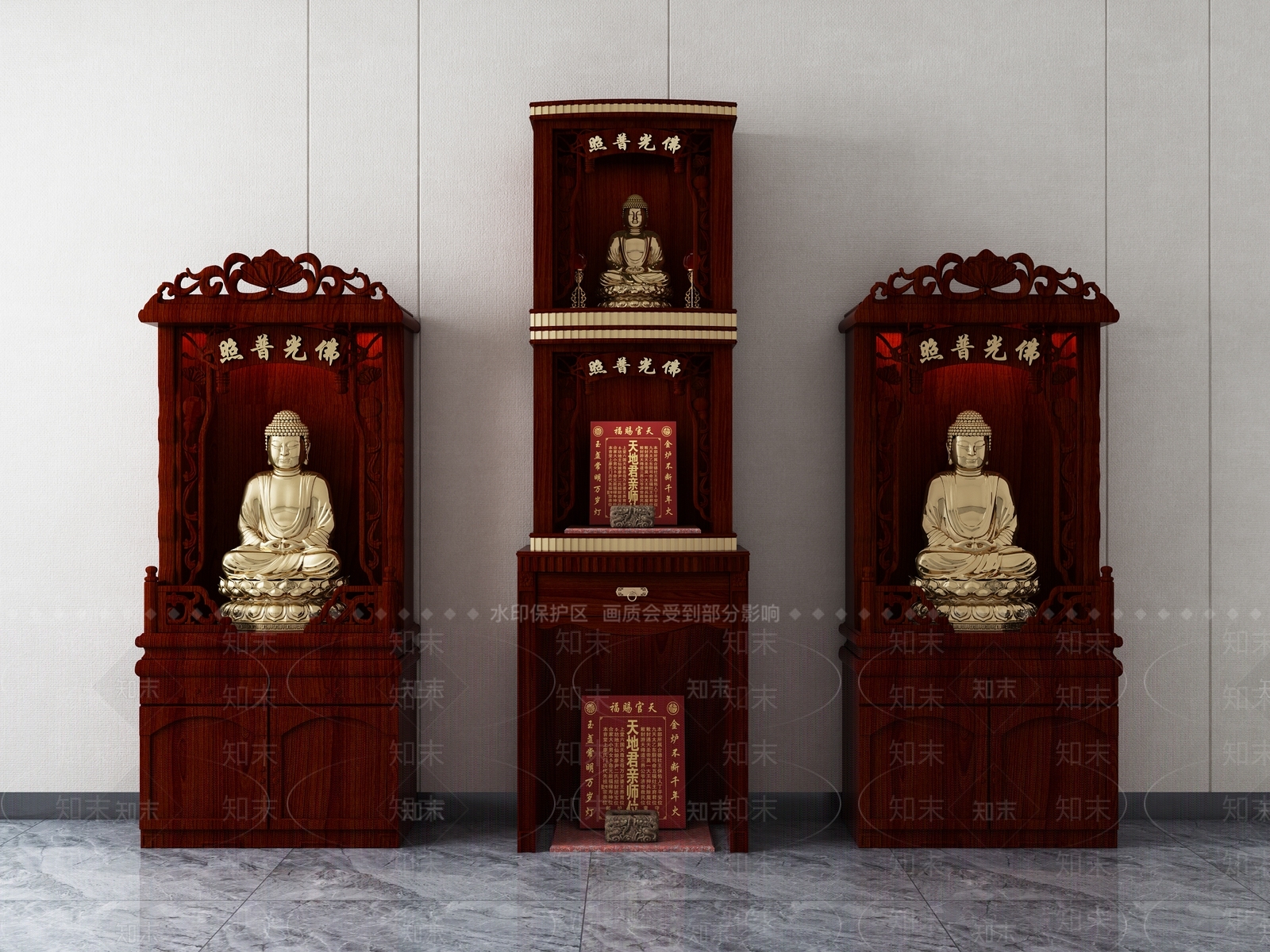 中式装饰柜3D模型下载【ID:969643221】