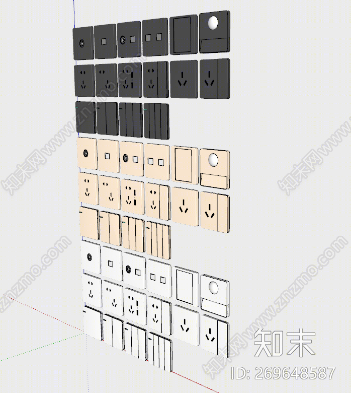 现代轻奢开关SU模型下载【ID:269648587】