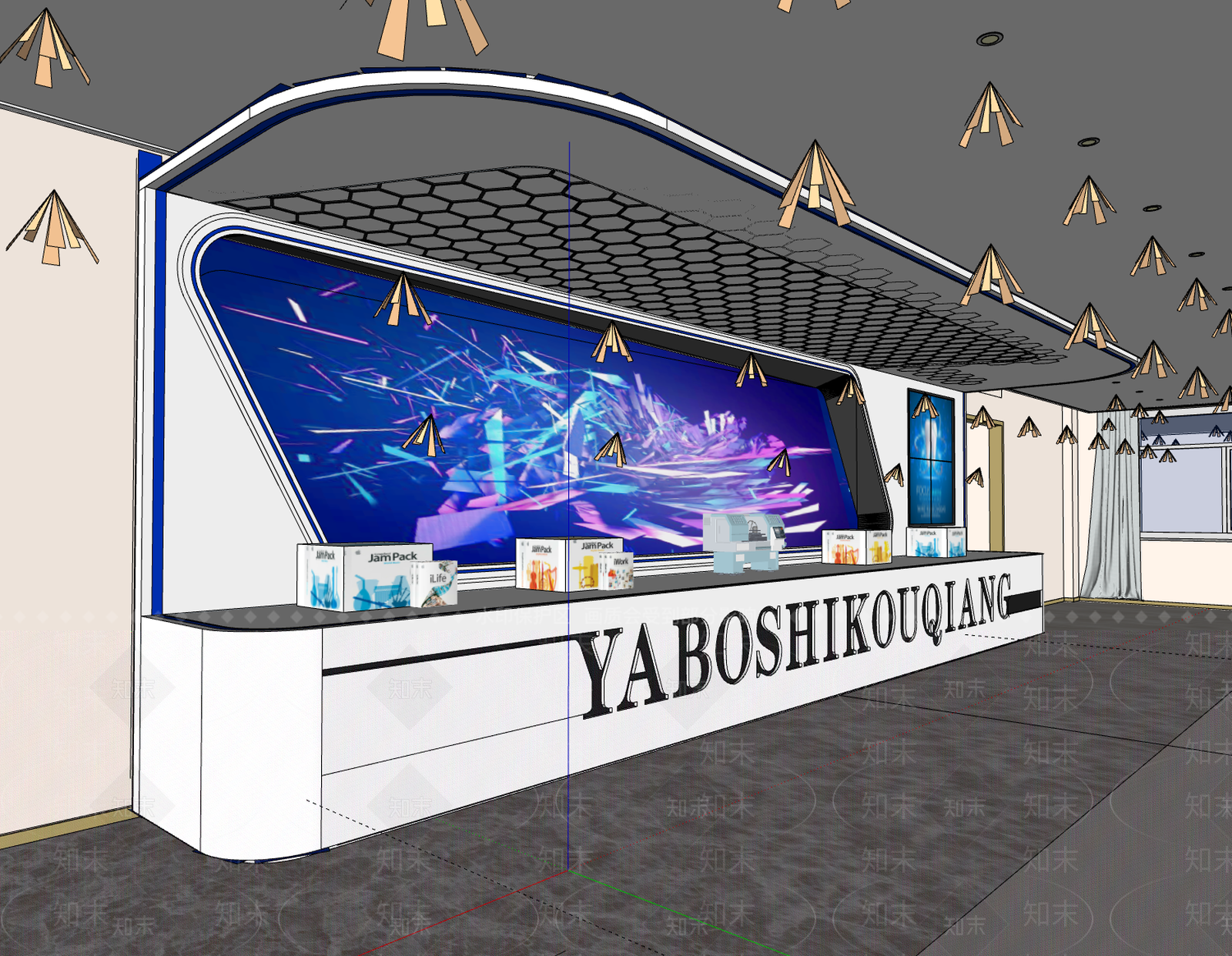现代风格展示厅SU模型下载【ID:669662248】