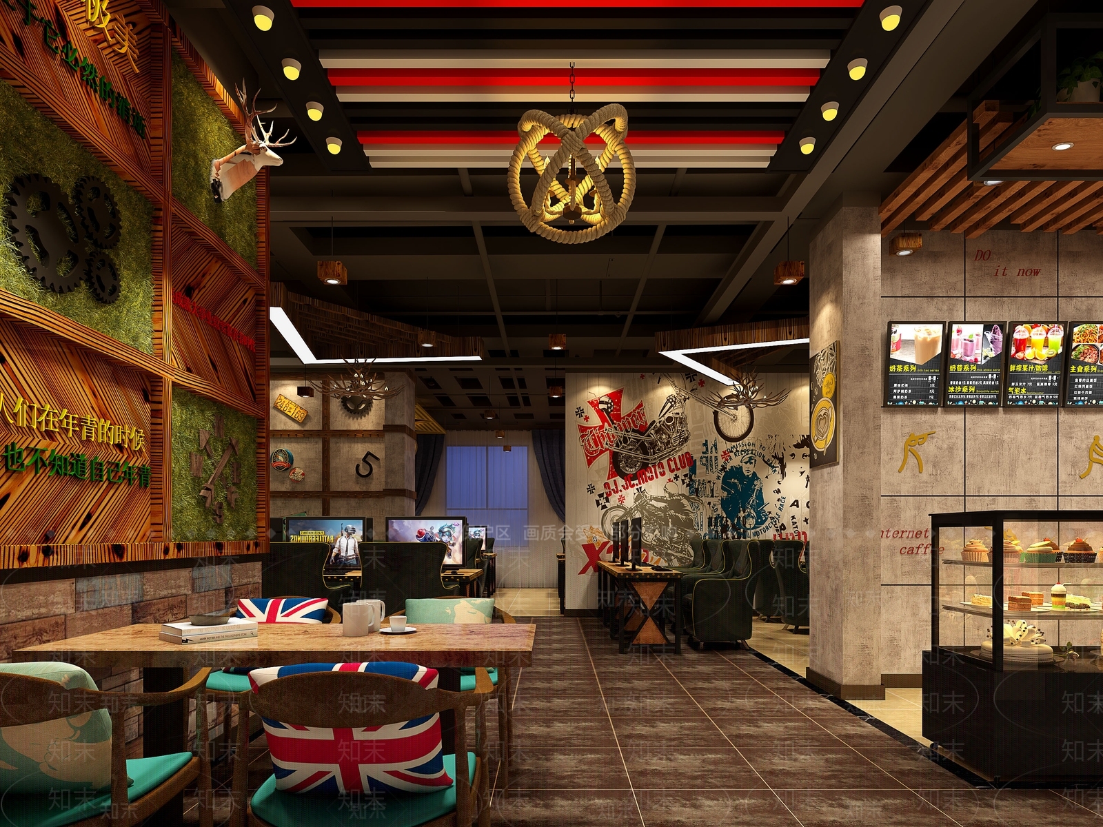 工业风网咖3D模型下载【ID:969687268】