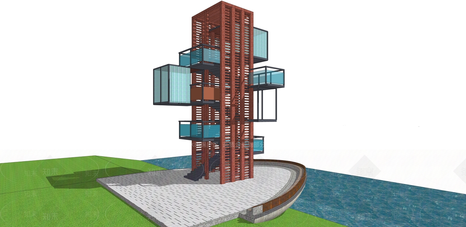 现代风格景观小建筑SU模型下载【ID:669692721】