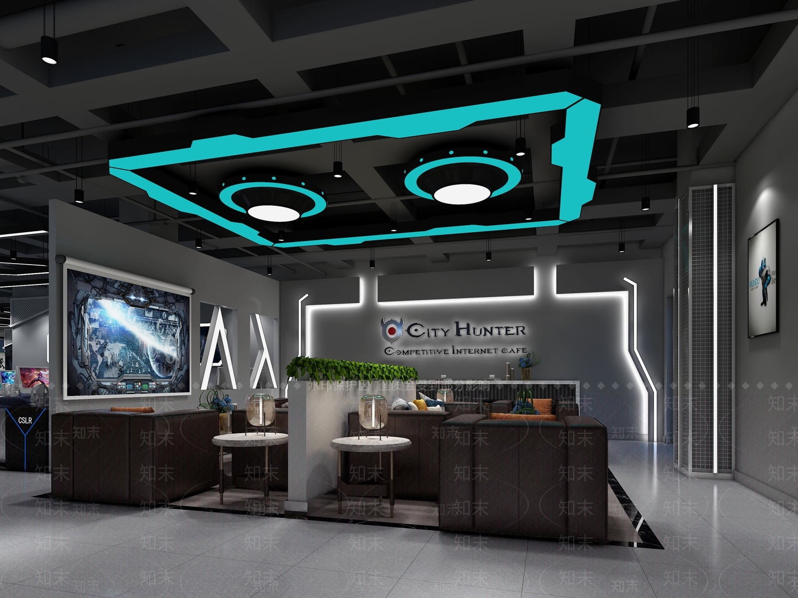 现代科技网咖3D模型下载【ID:969707287】