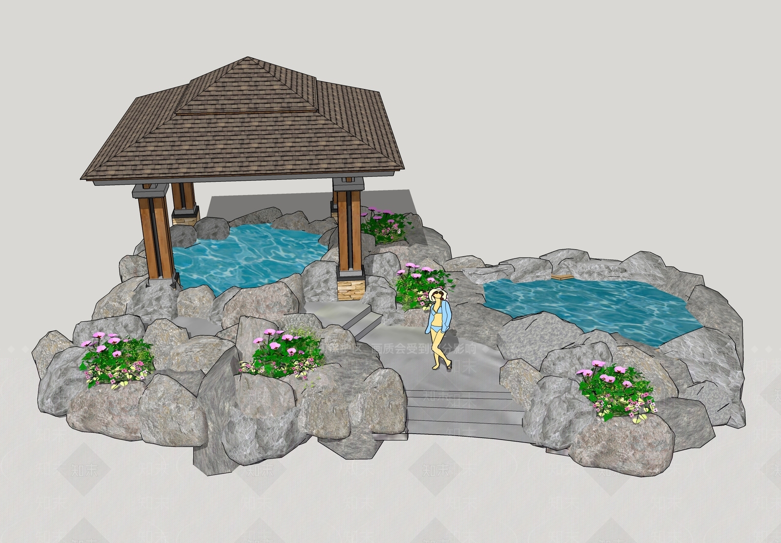 现代风格温泉亭SU模型下载【ID:469708887】