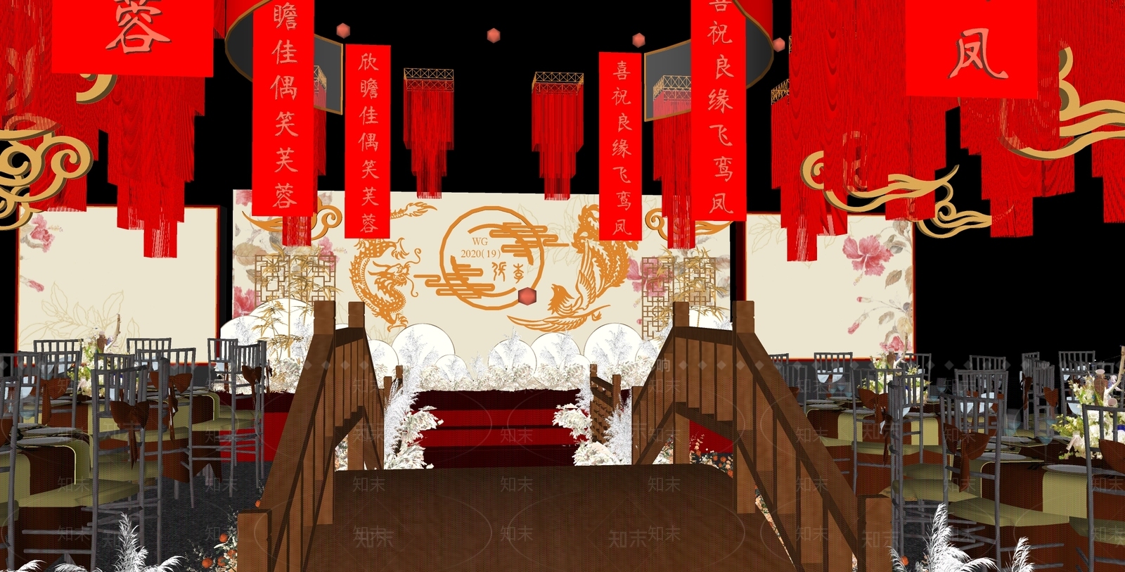 中式风格婚礼摆件SU模型下载【ID:969711606】