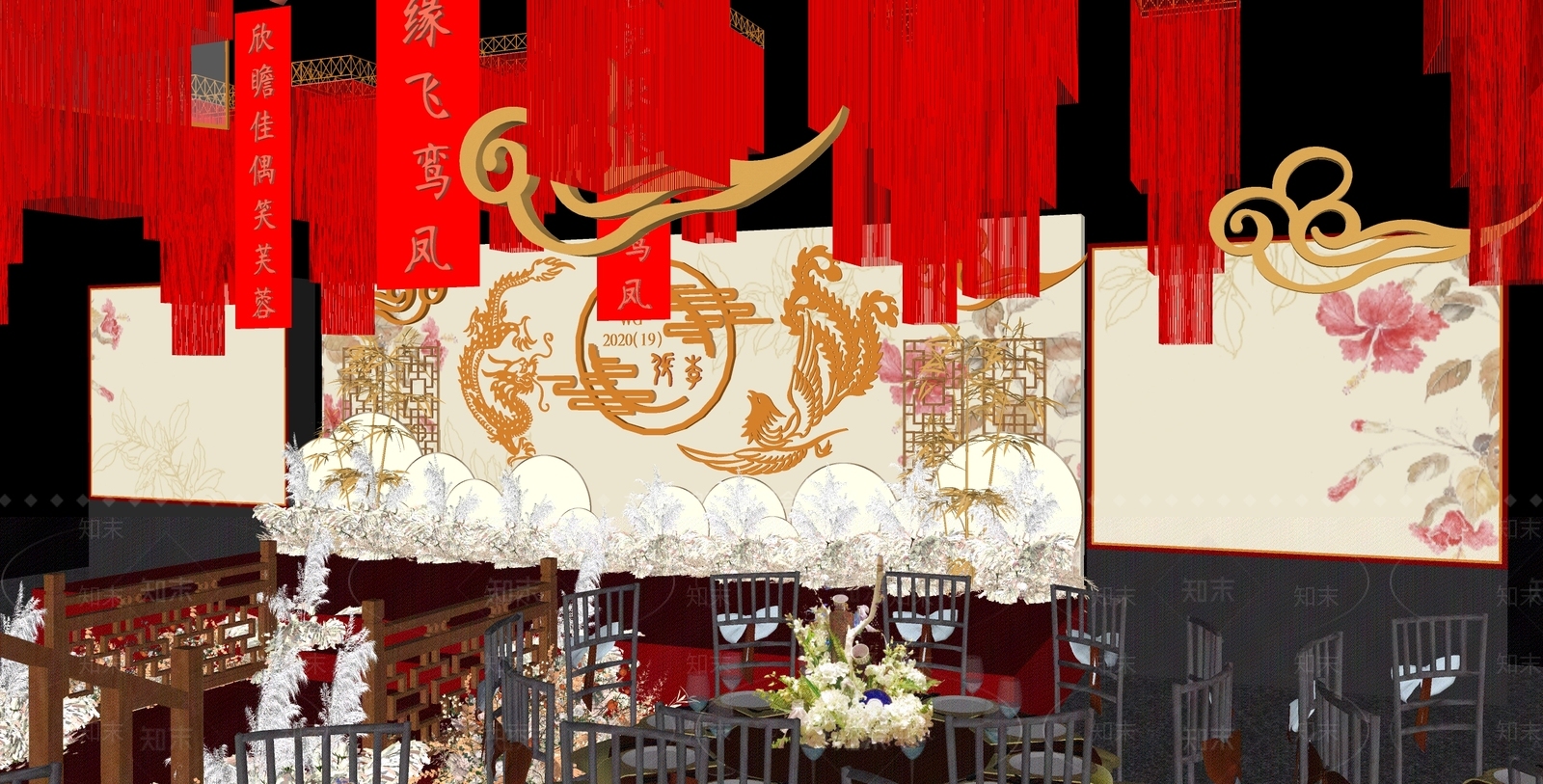 中式风格婚礼摆件SU模型下载【ID:969711606】