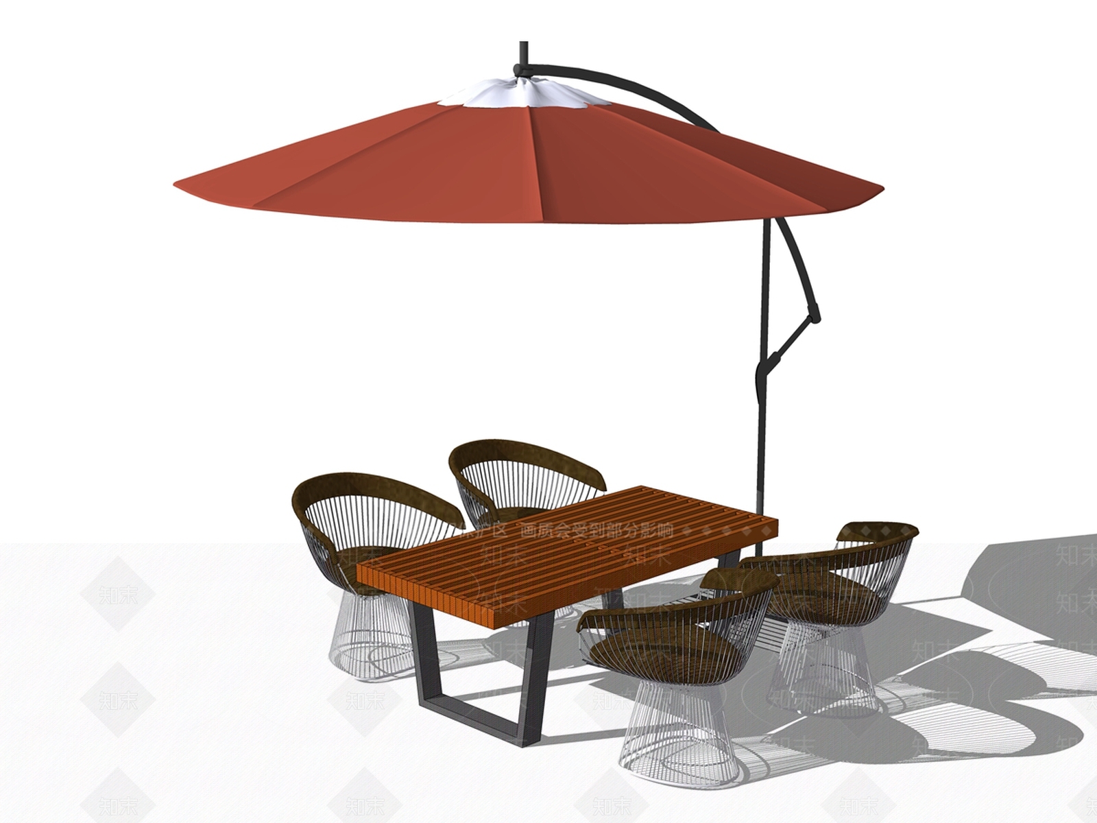 现代风格遮阳伞SU模型下载【ID:269780807】