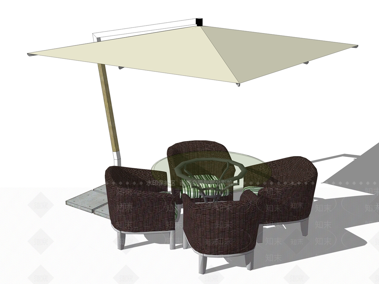 现代风格遮阳伞SU模型下载【ID:269780838】