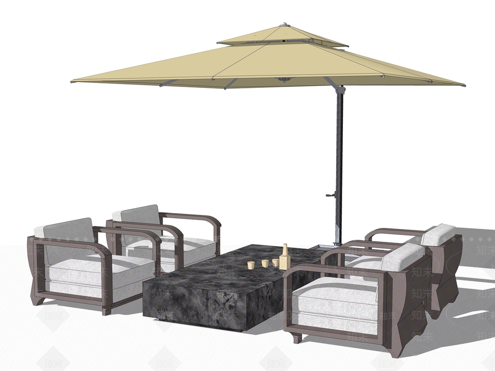 现代风格遮阳伞SU模型下载【ID:269780871】