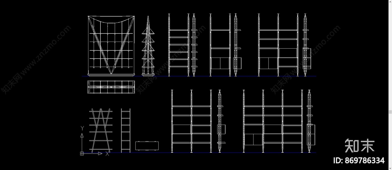 艺术书架施工图下载【ID:869786334】