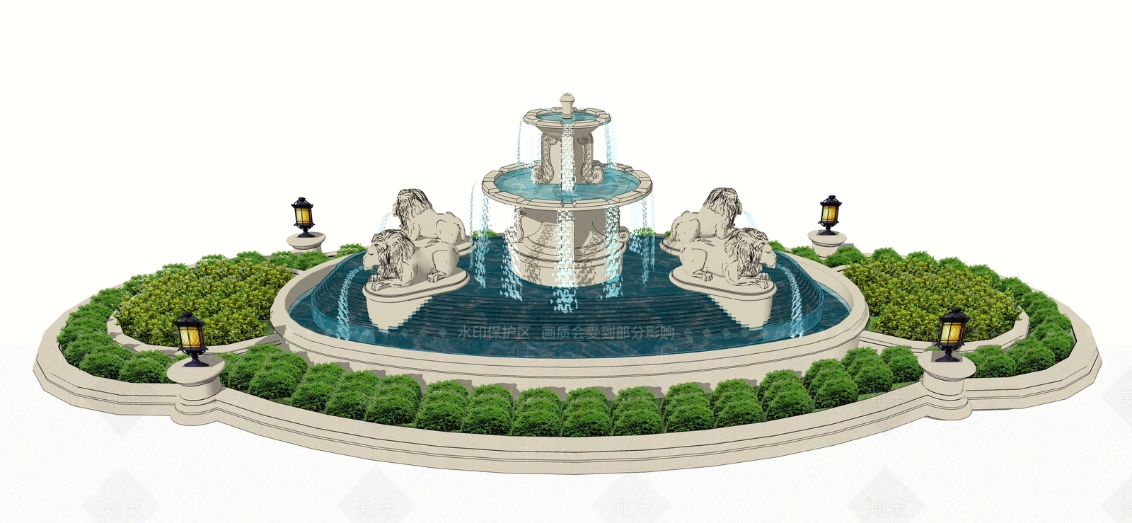 欧式风格假山水景SU模型下载【ID:769794454】