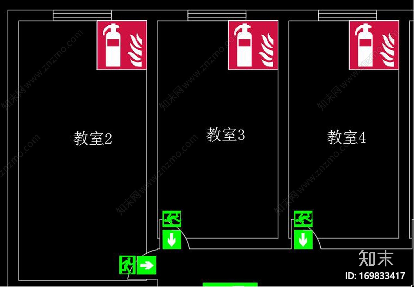 教学点逃生通道及消防设施位置图施工图下载【ID:169833417】