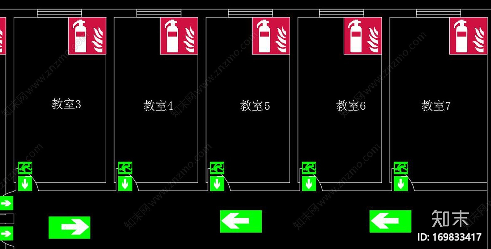 教学点逃生通道及消防设施位置图施工图下载【ID:169833417】