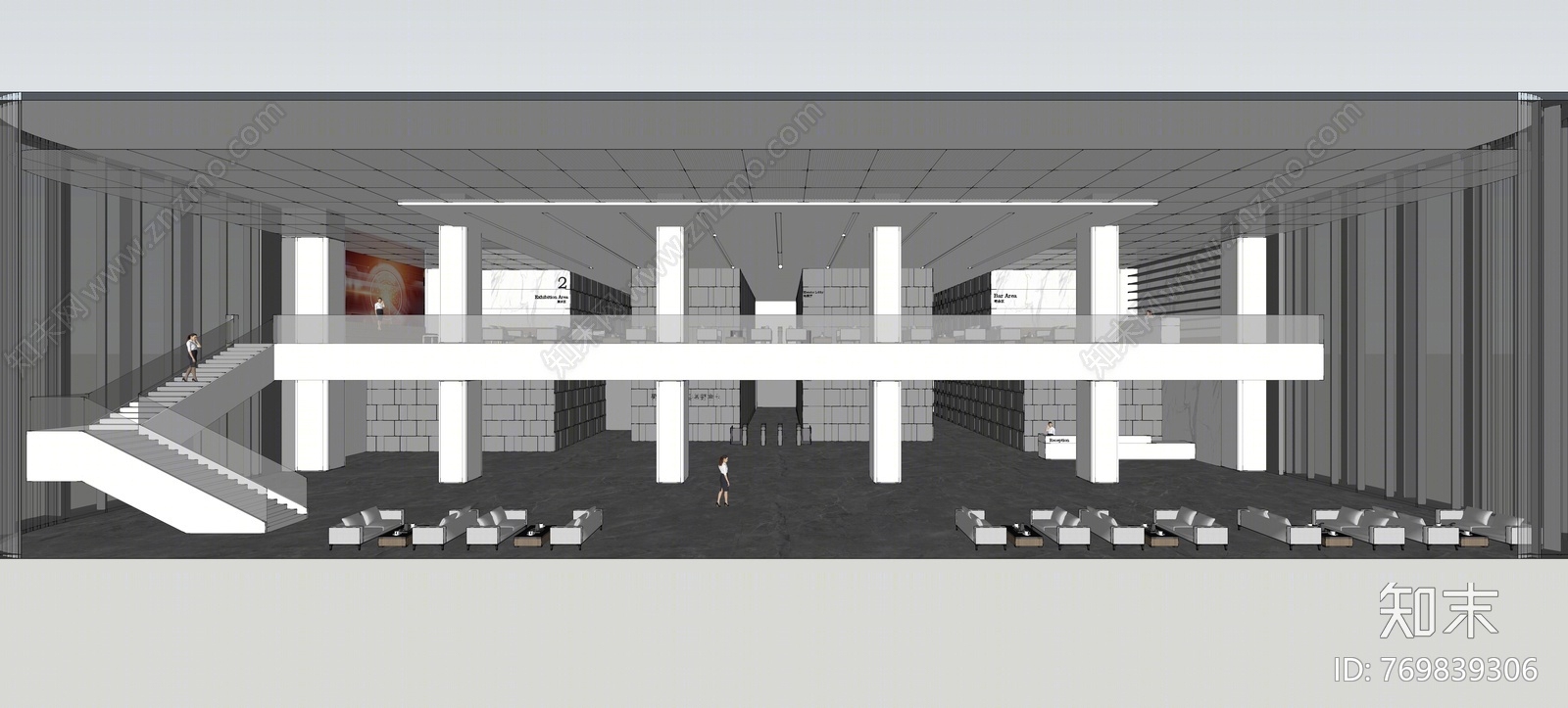 现代风格大堂SU模型下载【ID:769839306】