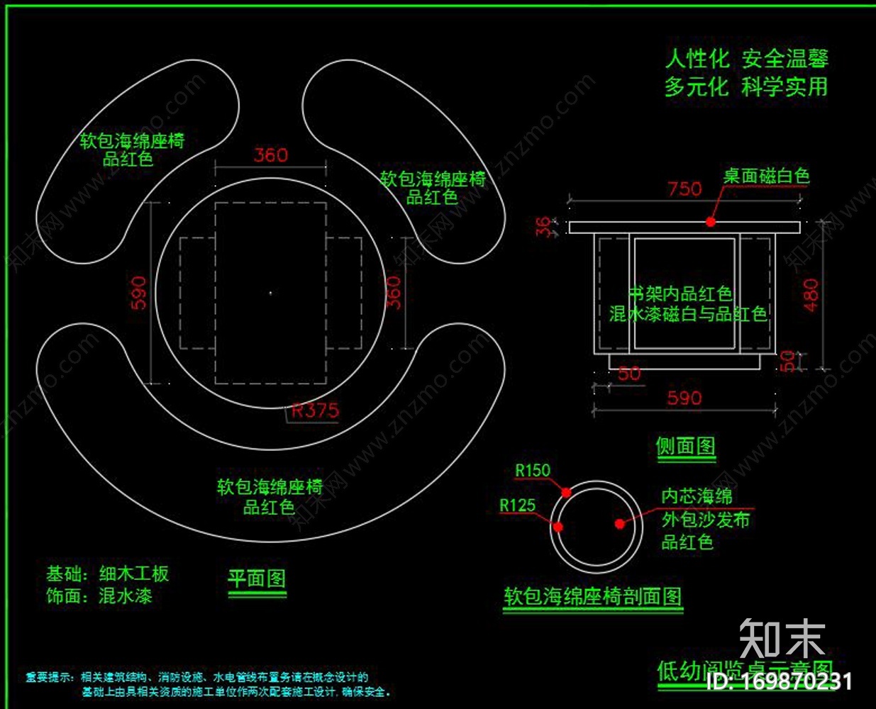 幼儿园室内道具cad施工图下载【ID:169870231】