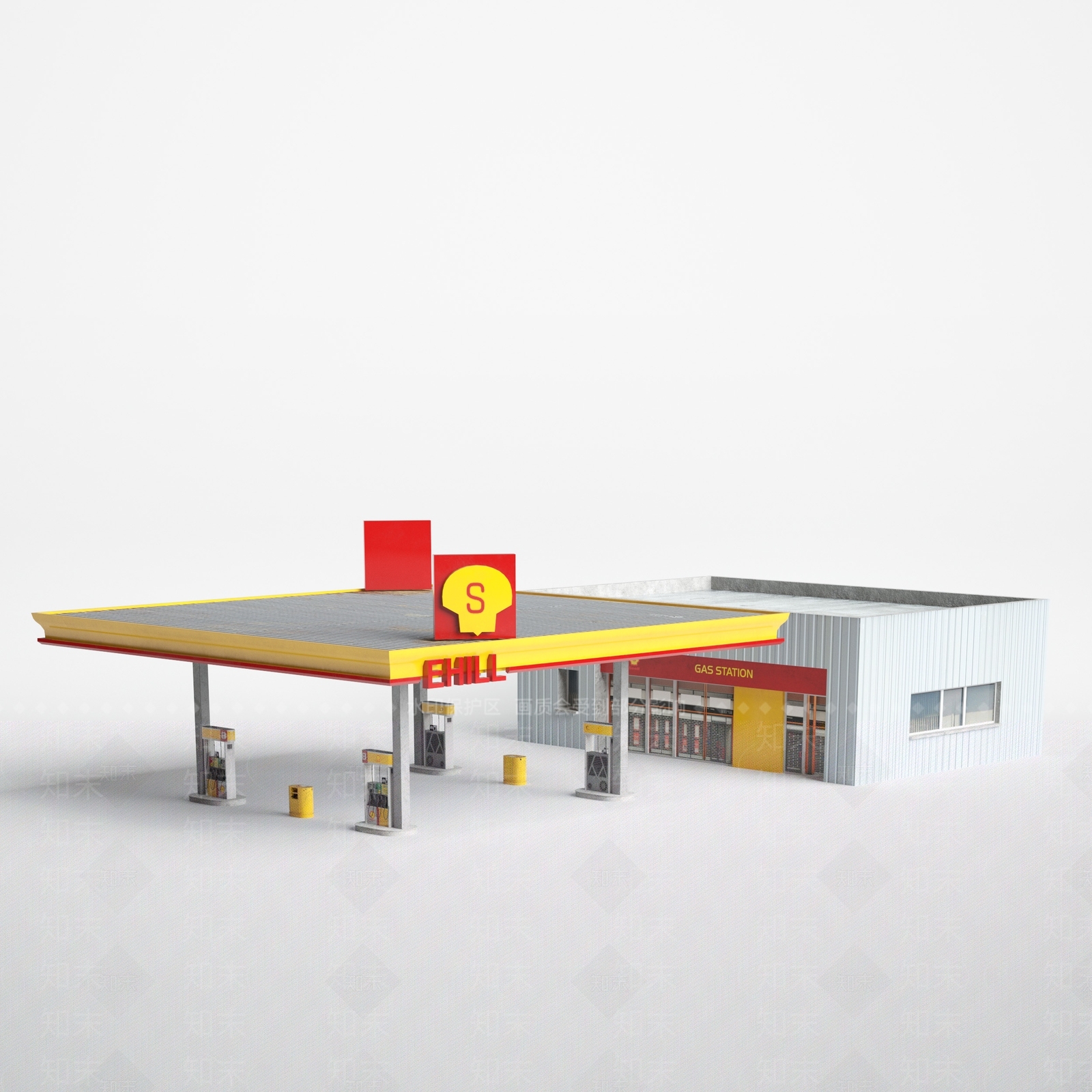 现代加油站3D模型下载【ID:869886546】