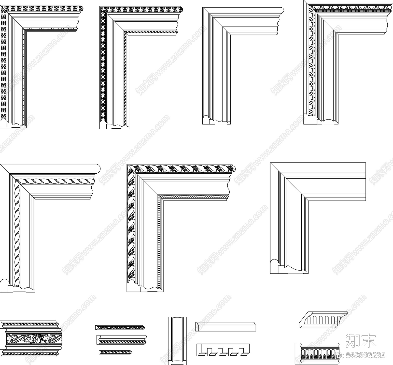 国外定制欧式元素施工图下载【ID:869893235】