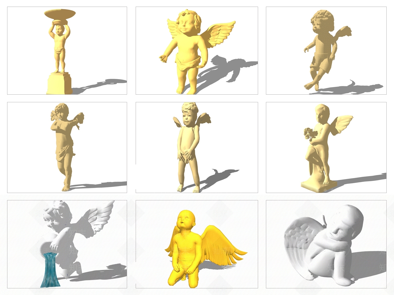 北欧风格天使雕塑小品SU模型下载【ID:669896656】