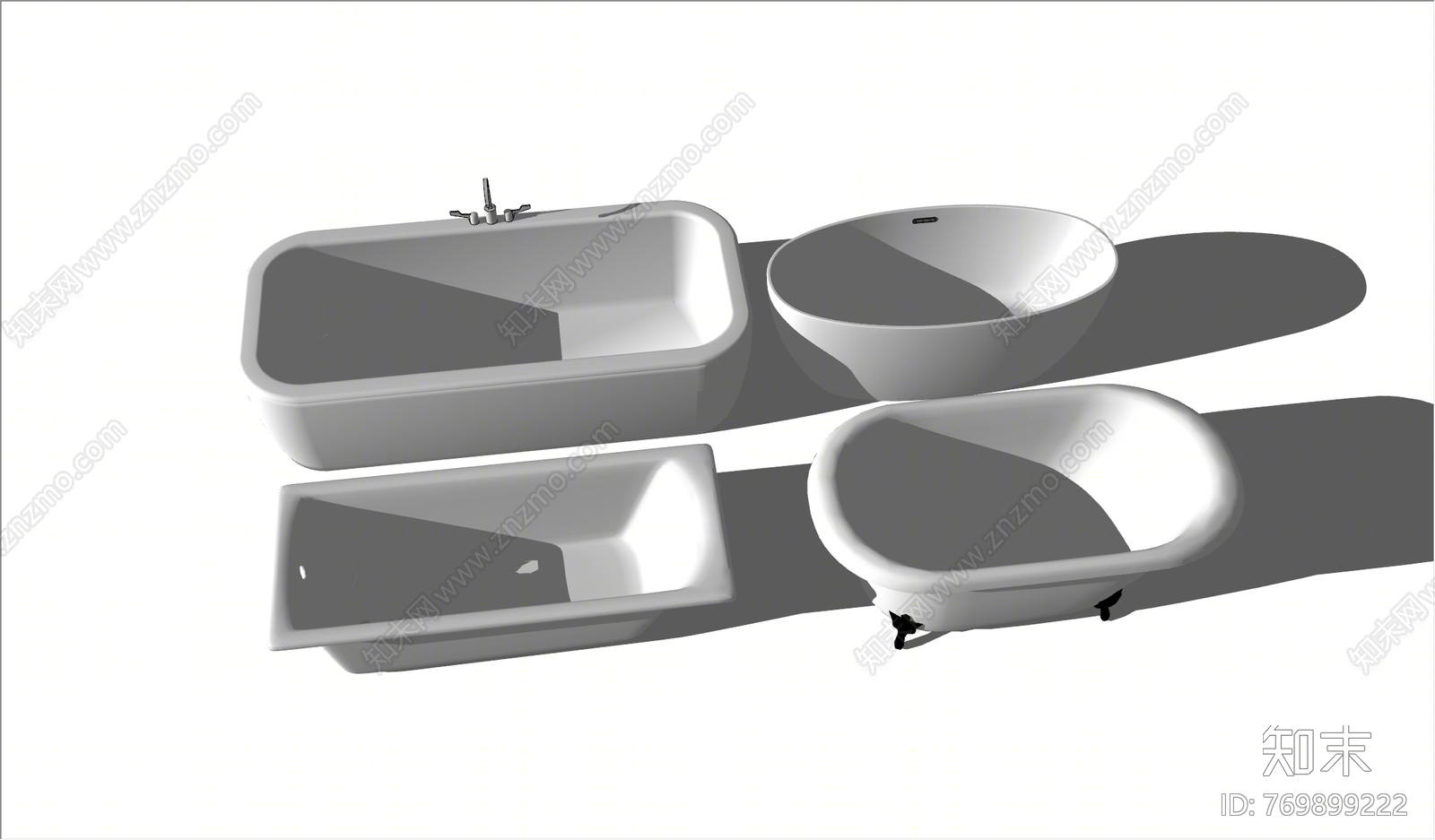 现代风格浴缸SU模型下载【ID:769899222】