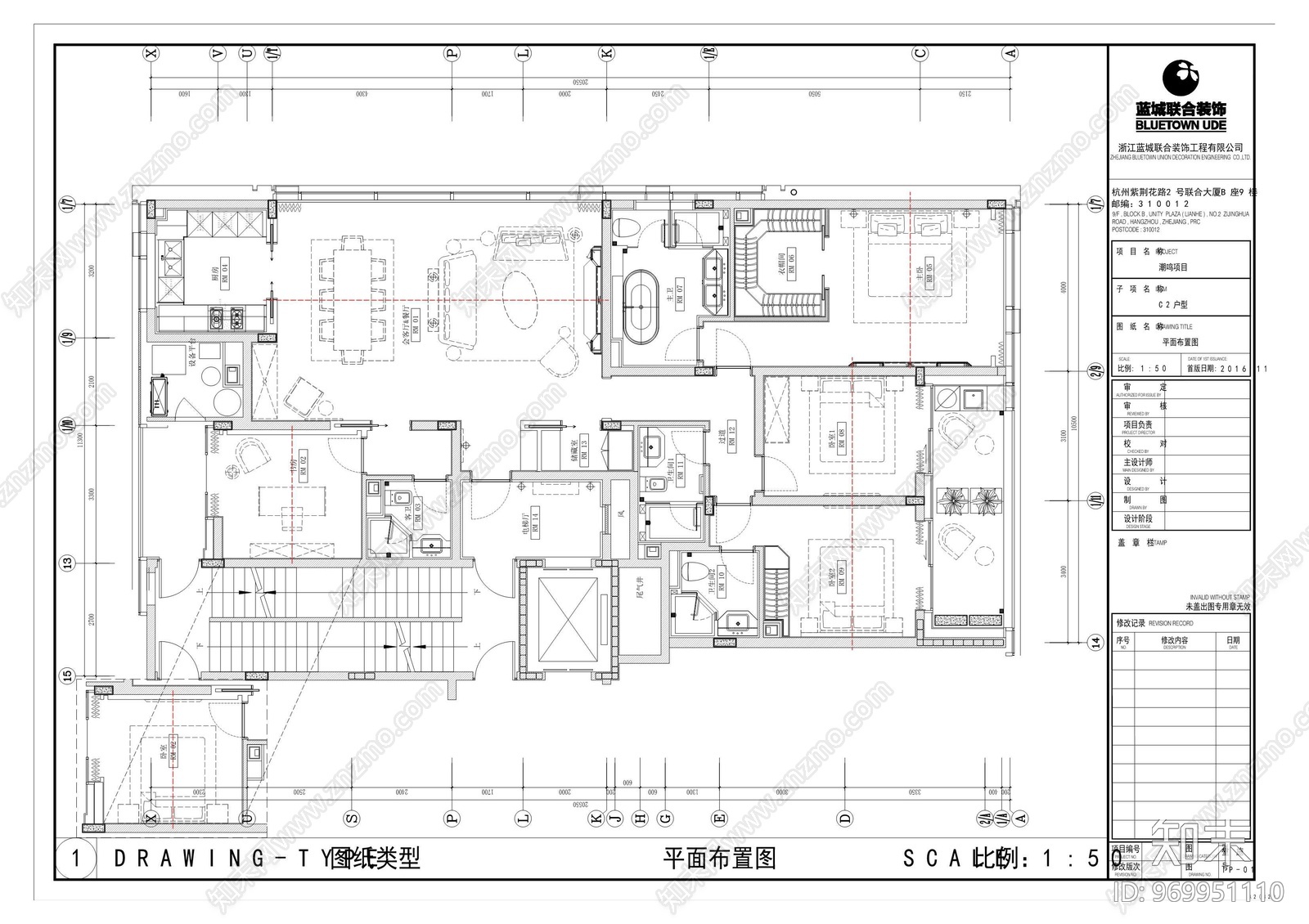 大平层样板间cad施工图下载【ID:969951110】