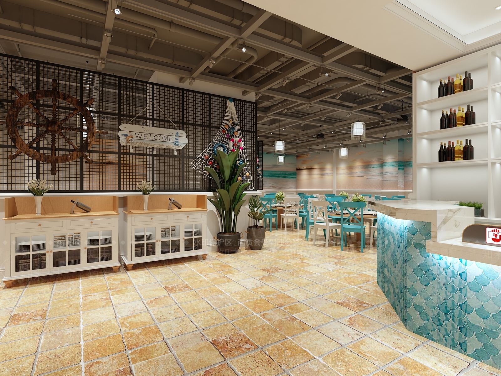 地中海西餐厅3D模型下载【ID:269962672】