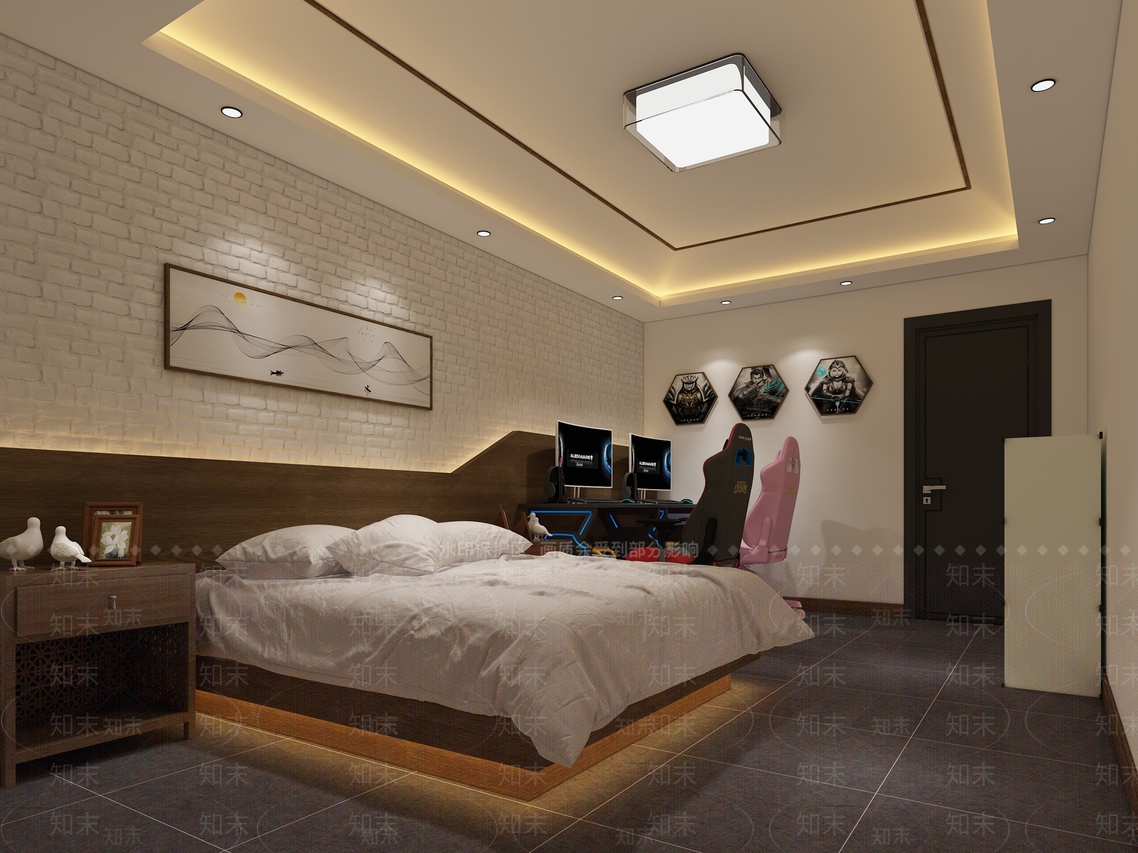 现代电竞酒店客房3D模型下载【ID:469979669】
