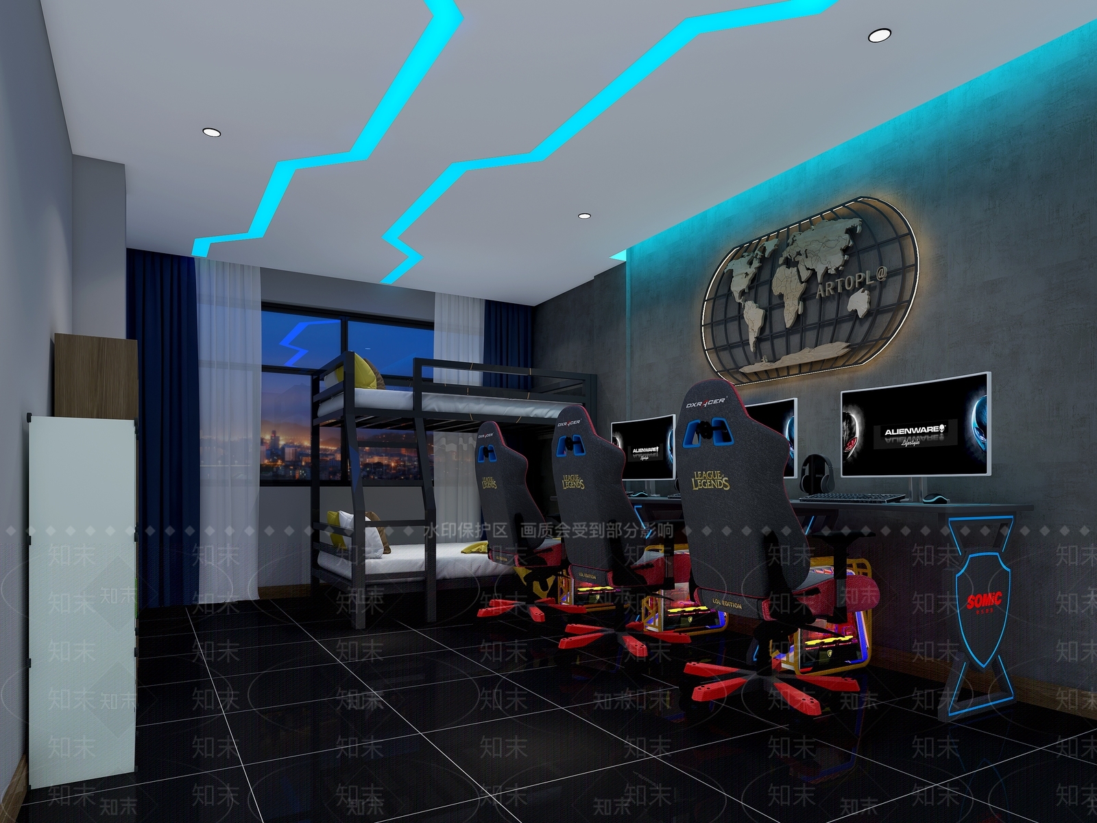 现代电竞酒店客房3D模型下载【ID:469986684】