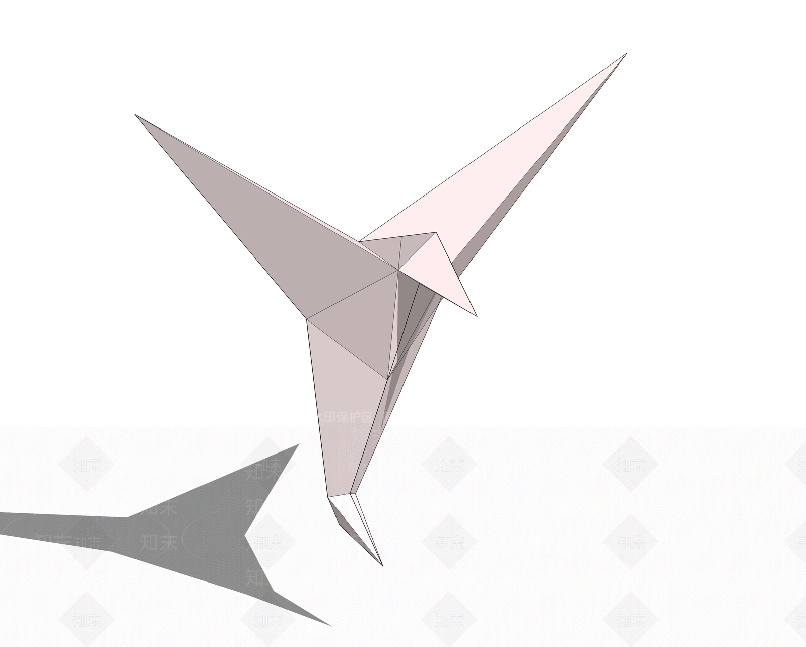 现代风格折纸飞鸟雕塑SU模型下载【ID:670000844】