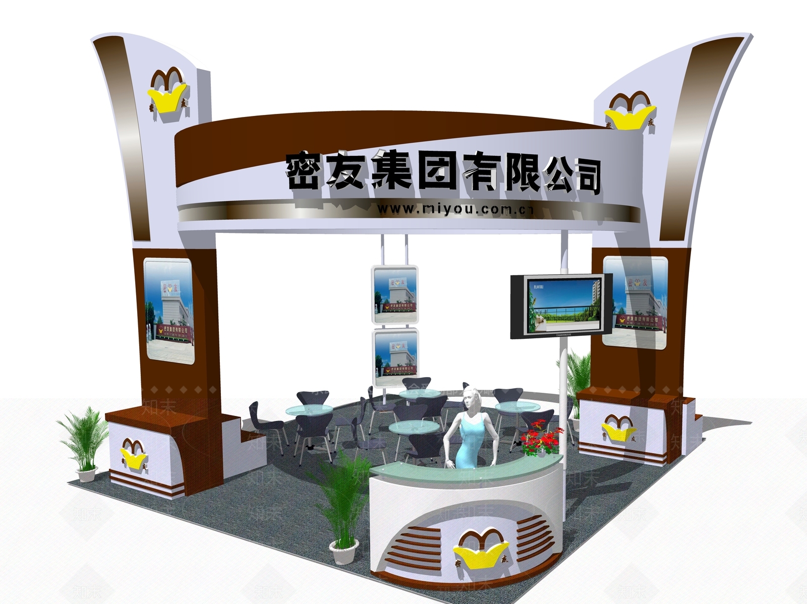 现代风格展厅SU模型下载【ID:270009984】