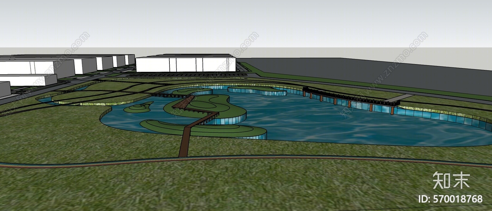 现代风格公园景观SU模型下载【ID:570018768】
