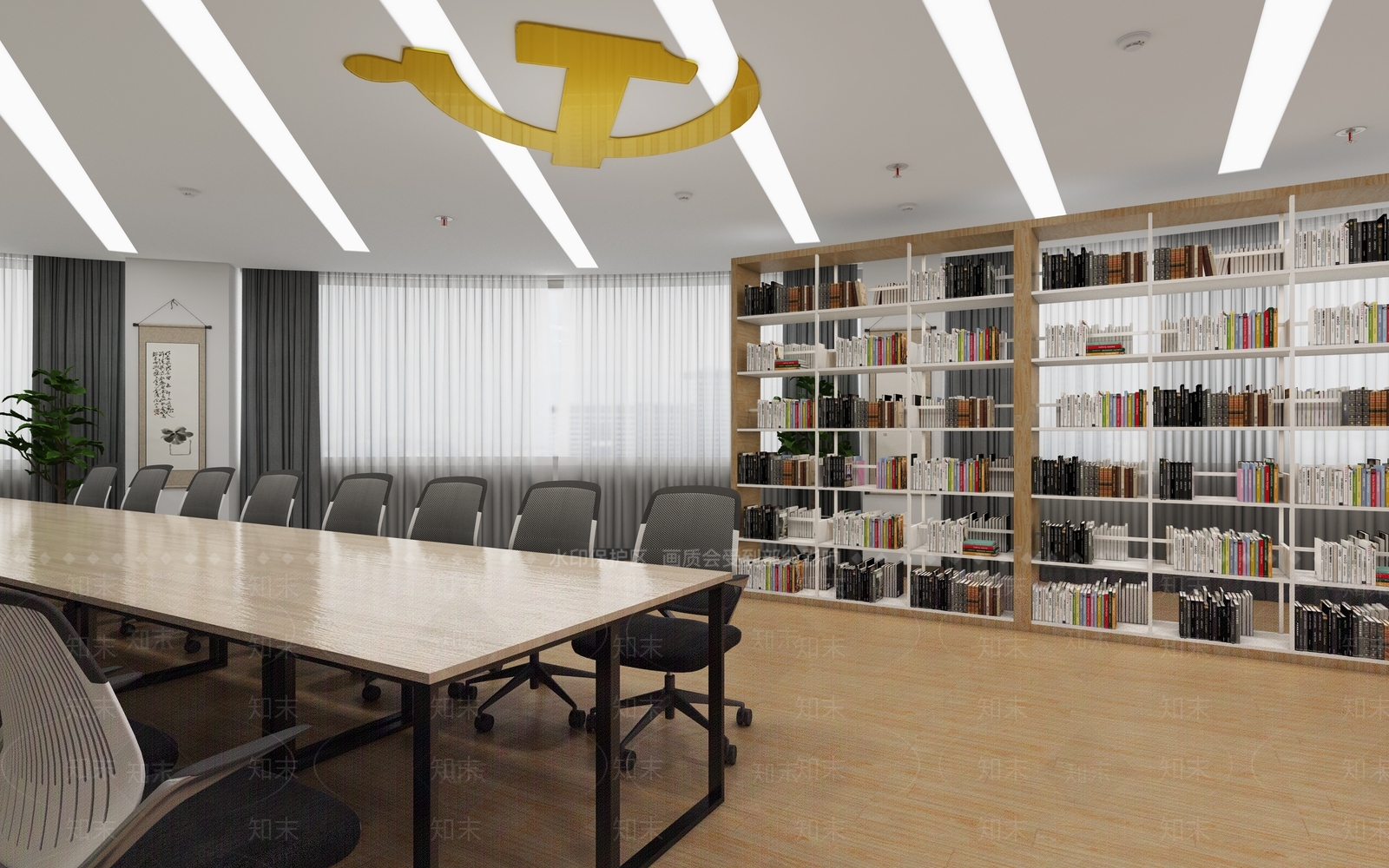 现代党建会议室3D模型下载【ID:770021807】