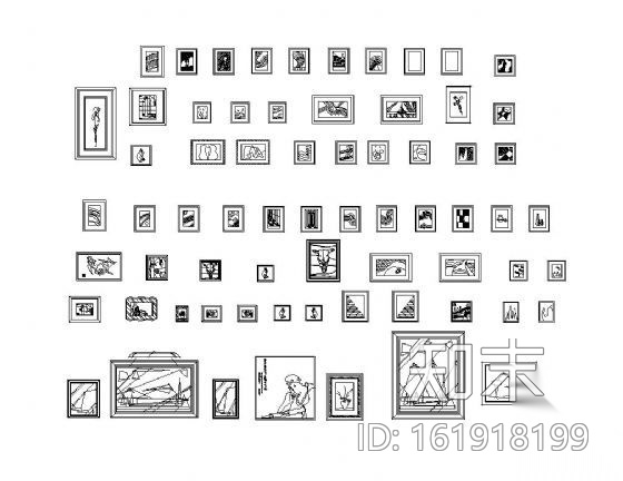 装饰画图块集cad施工图下载【ID:161918199】